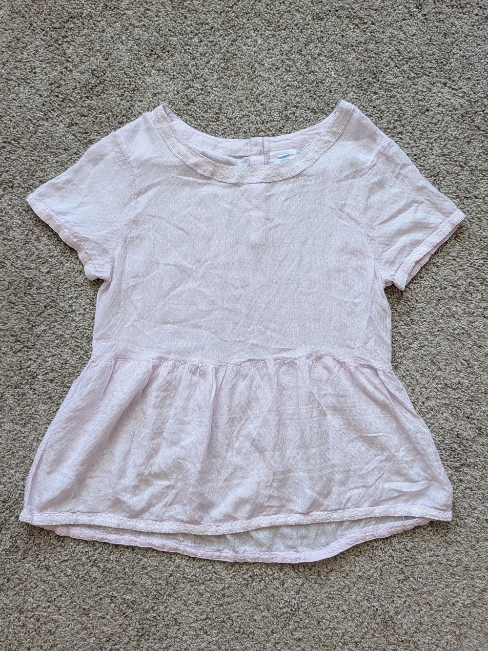 Sigrid Olsen Womens Pink Peplum Babydoll Button Back Blouse Top Size Small